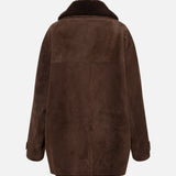 THEO - Oversized shearling-collar suede leather jacket