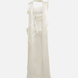 MONICA - Ruffled chiffon glitter maxi dress