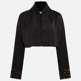 NOVA - Satin cropped shirt with embroidered sleeve cuffs