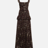 EMILIA - Ruched printed mesh maxi dress