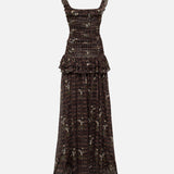 EMILIA - Ruched printed mesh maxi dress