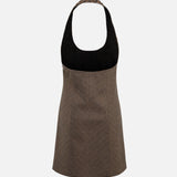 ZHEN - Halter-neck mini dress with embroidered neckline