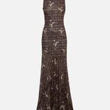 FENS - Open-back printed mesh maxi dress