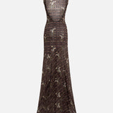 FENS - Open-back printed mesh maxi dress