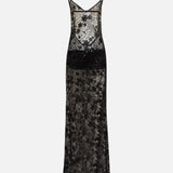 LUCILLE - Embroidered open back maxi dress with mini shorts