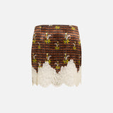 INIA - Satin mini skirt with lace-trimmed hem