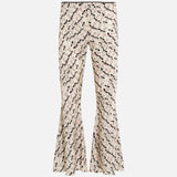 JESLYNN - Low-rise printed satin flare pants
