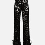 VIDA - Embroidered wide-leg pants with mini shorts