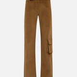 VIOLETTE - Wide-leg velvet pants with belt and side pocket