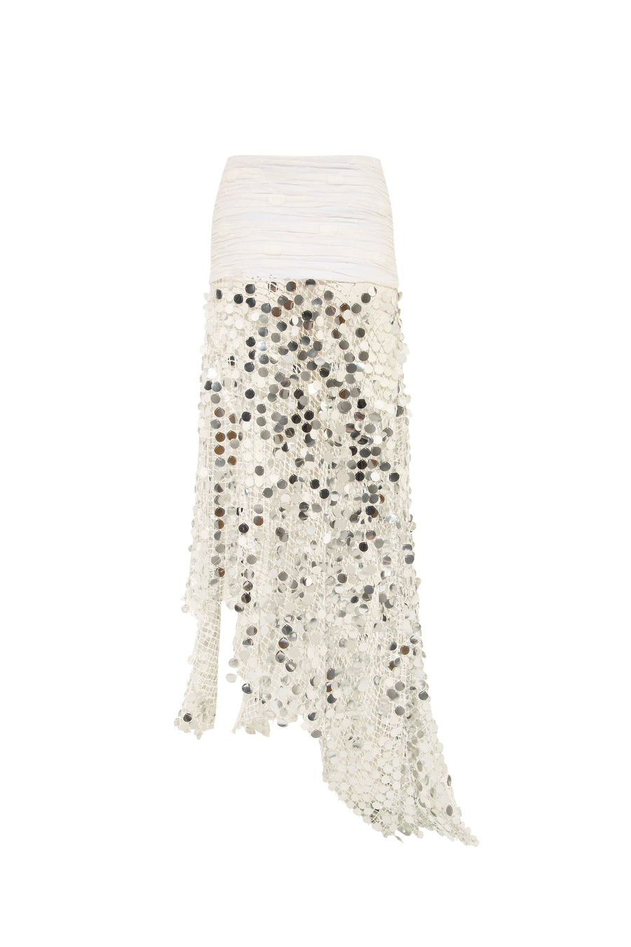 SILVANA - Tie-front sequined asymmetric maxi skirt