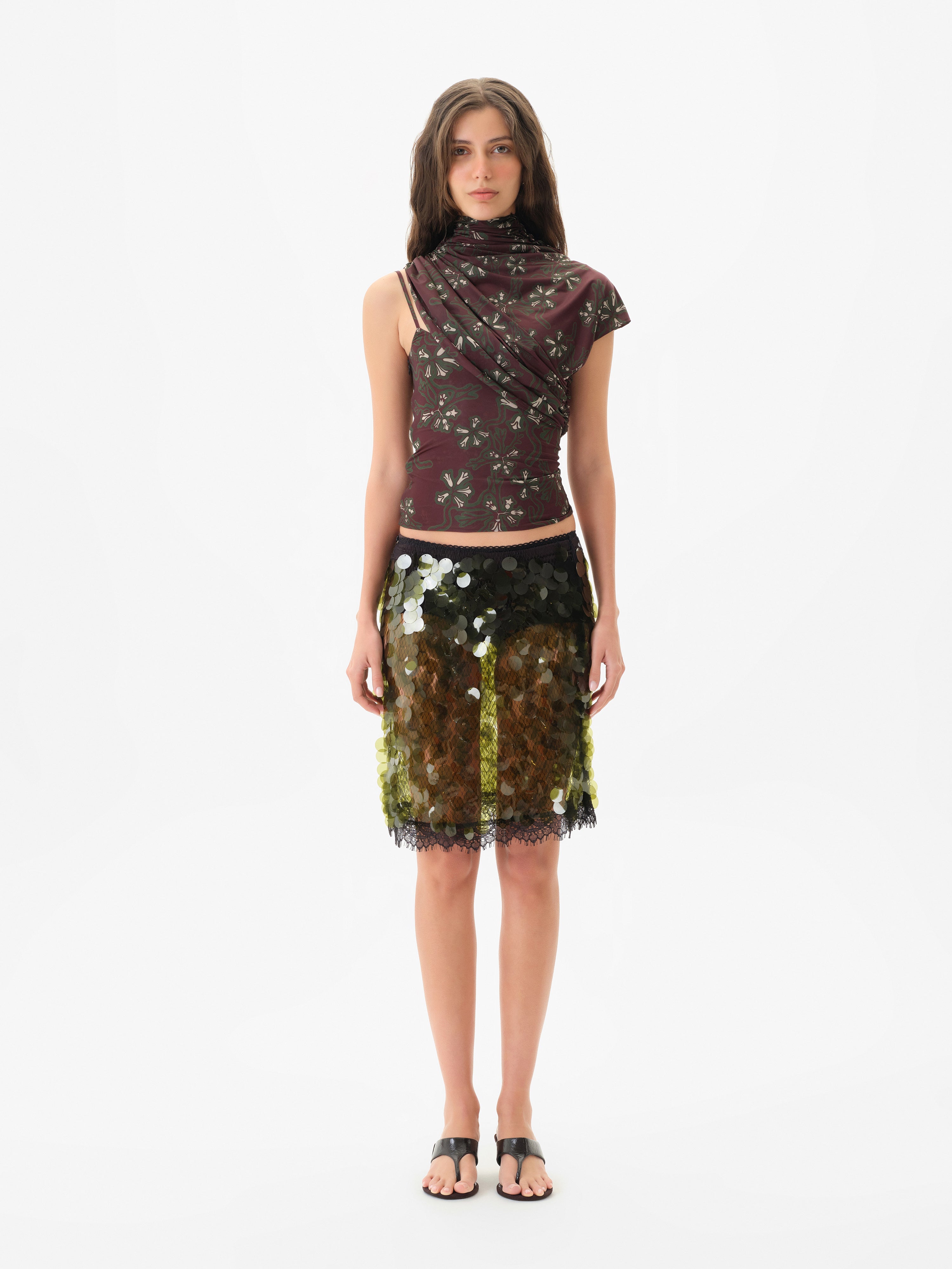 SILVY - Asymmetric printed jersey top