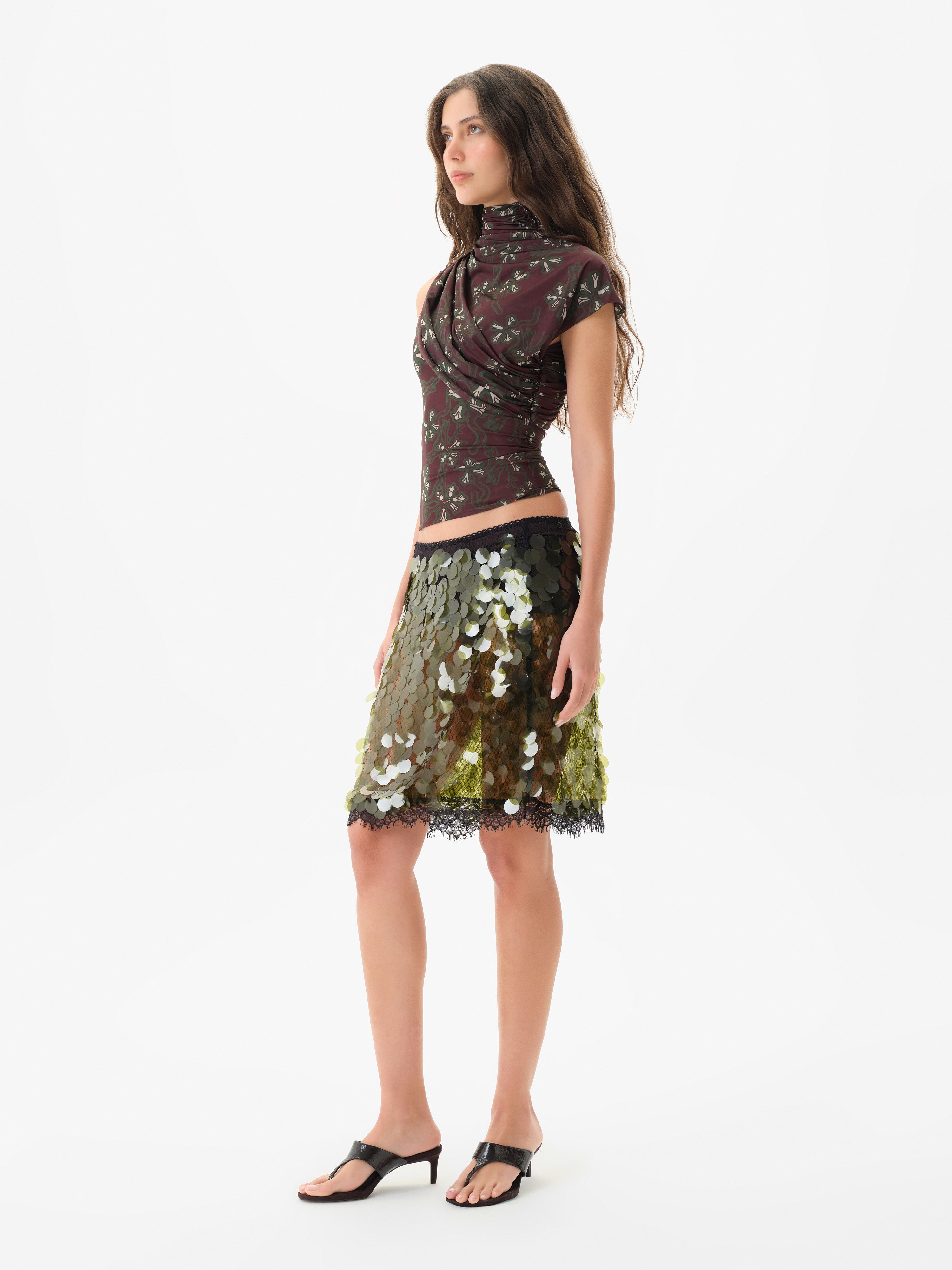 SILVY - Asymmetric printed jersey top