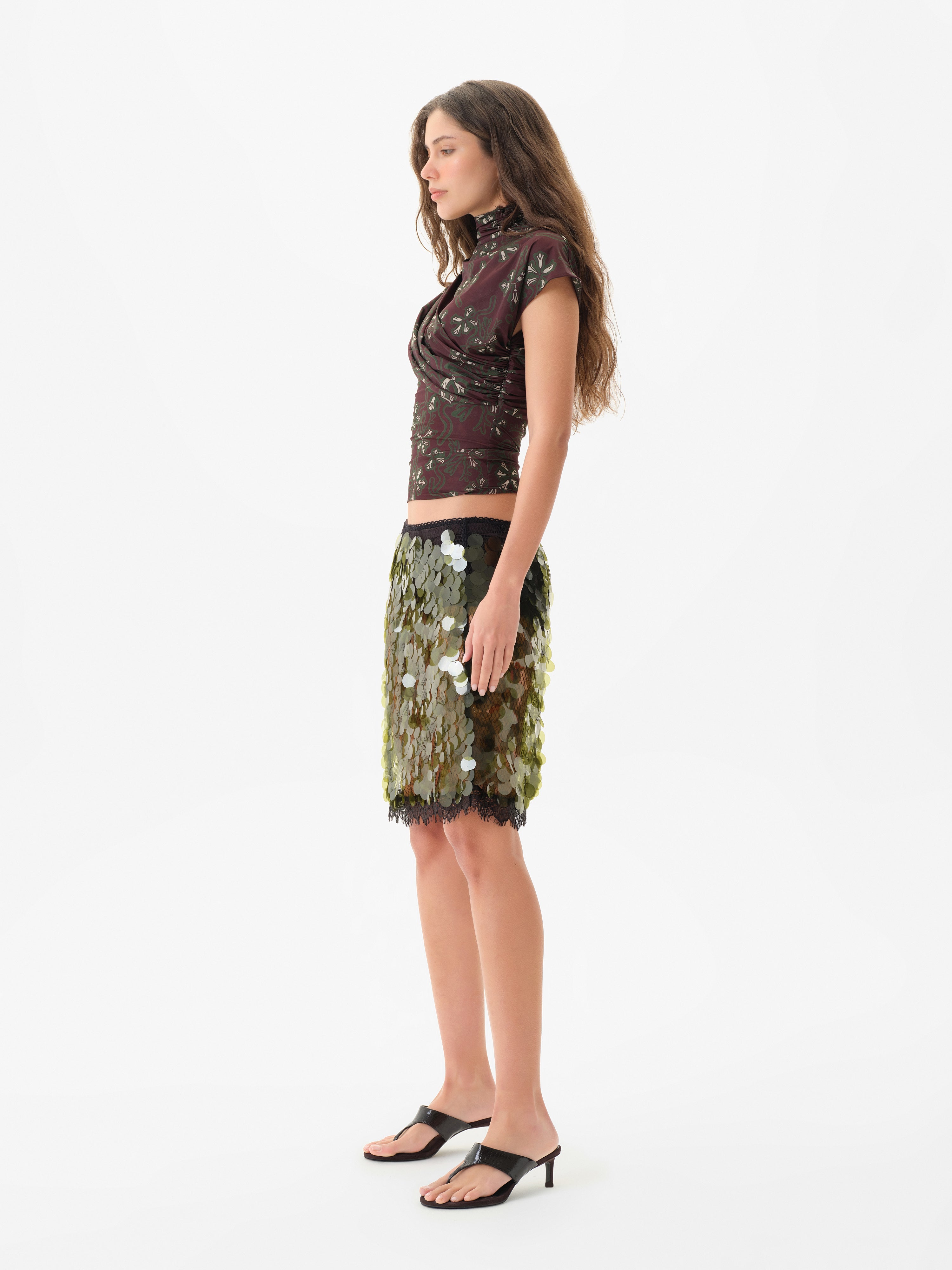 SILVY - Asymmetric printed jersey top