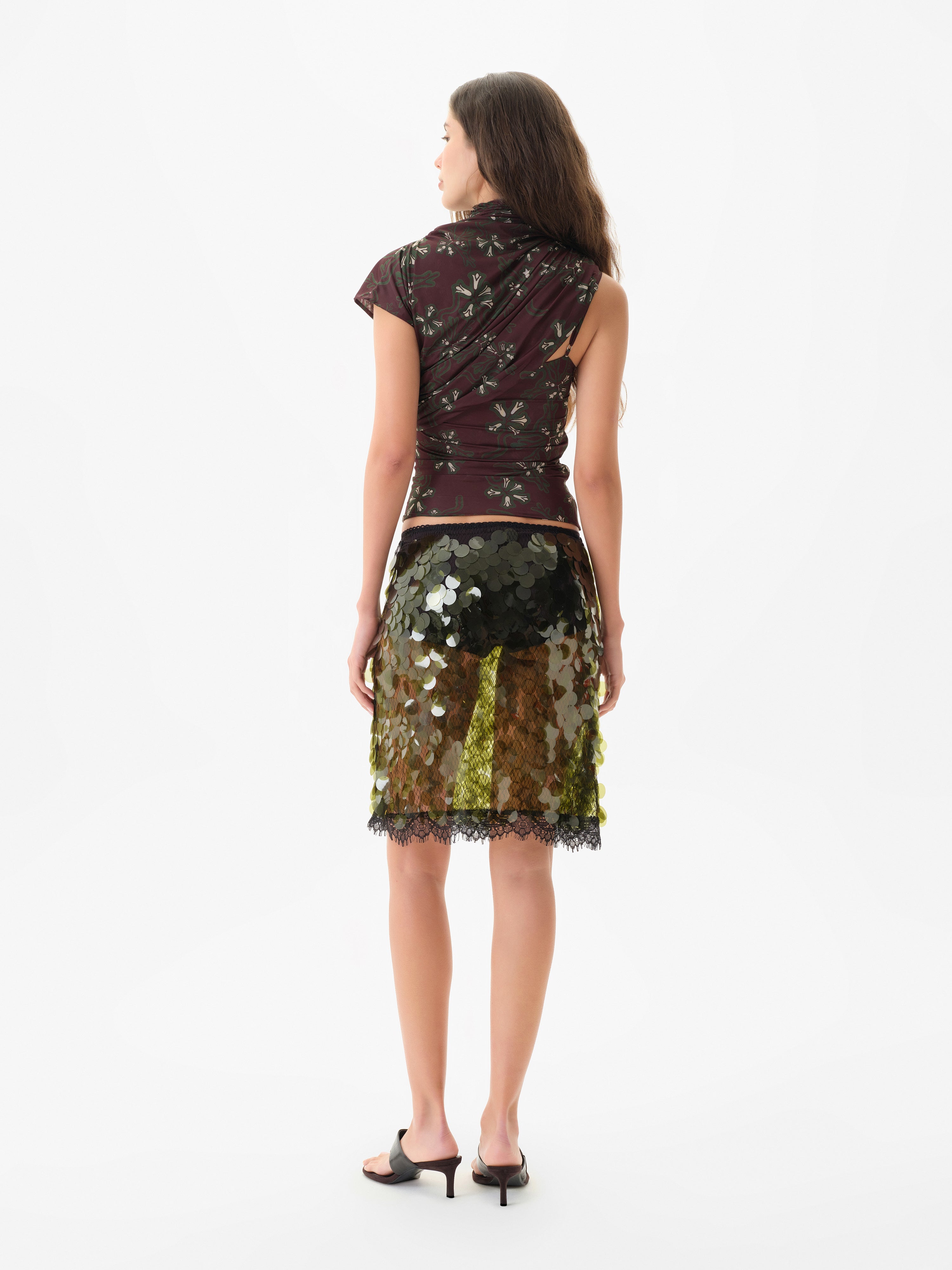 SILVY - Asymmetric printed jersey top