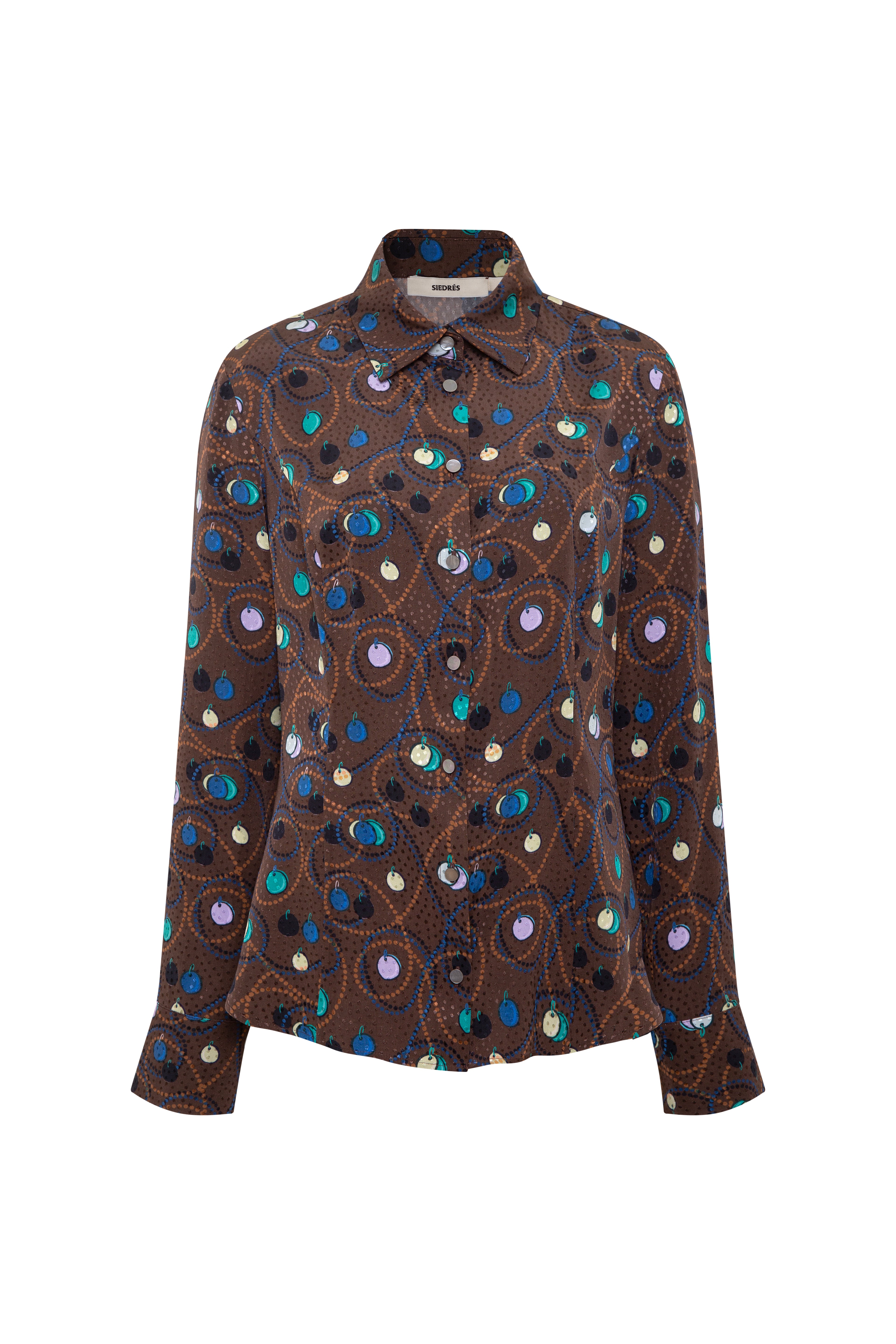 SIMONE - Printed satin button-up blouse