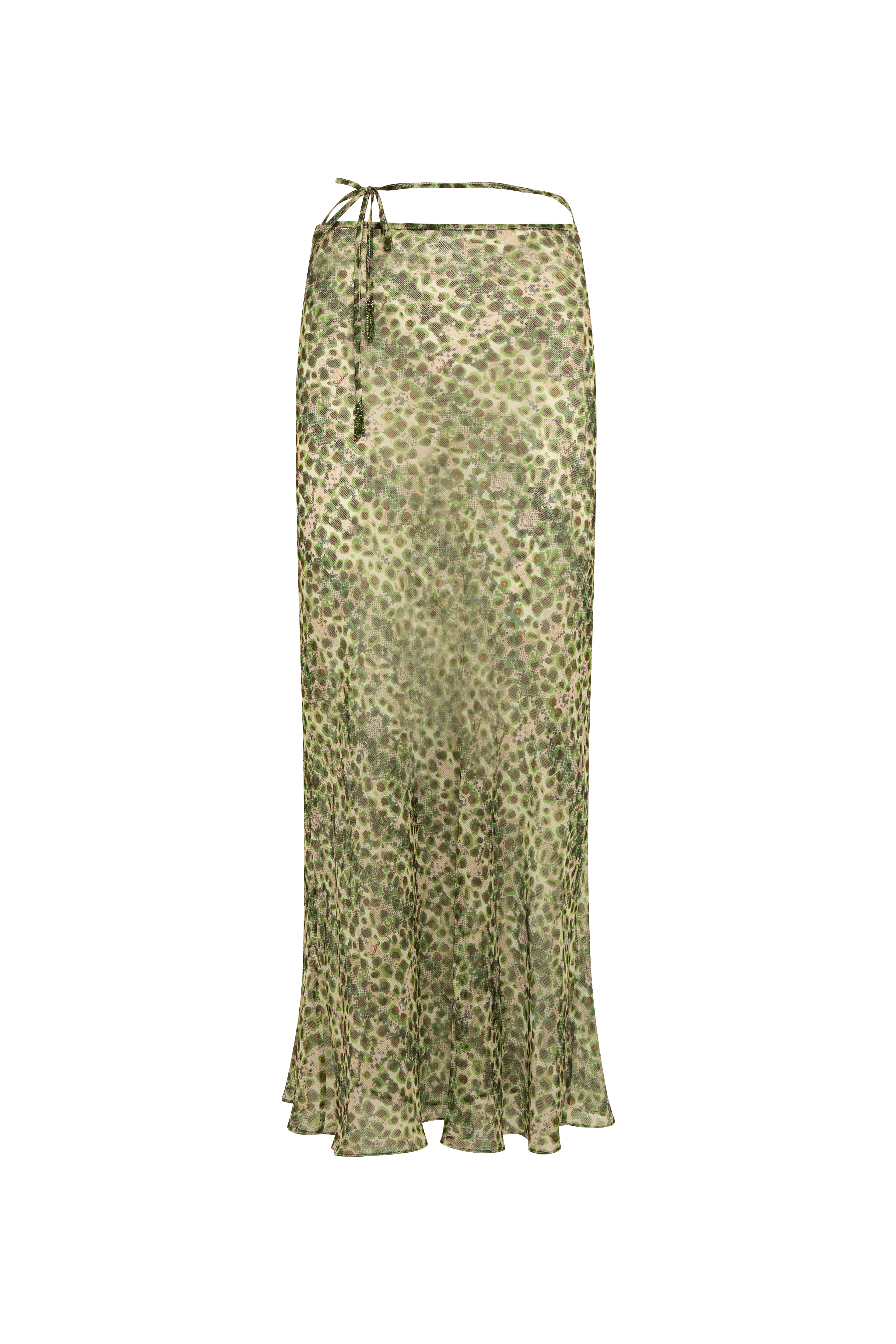 SINY - Printed sheer maxi skirt with bead details
