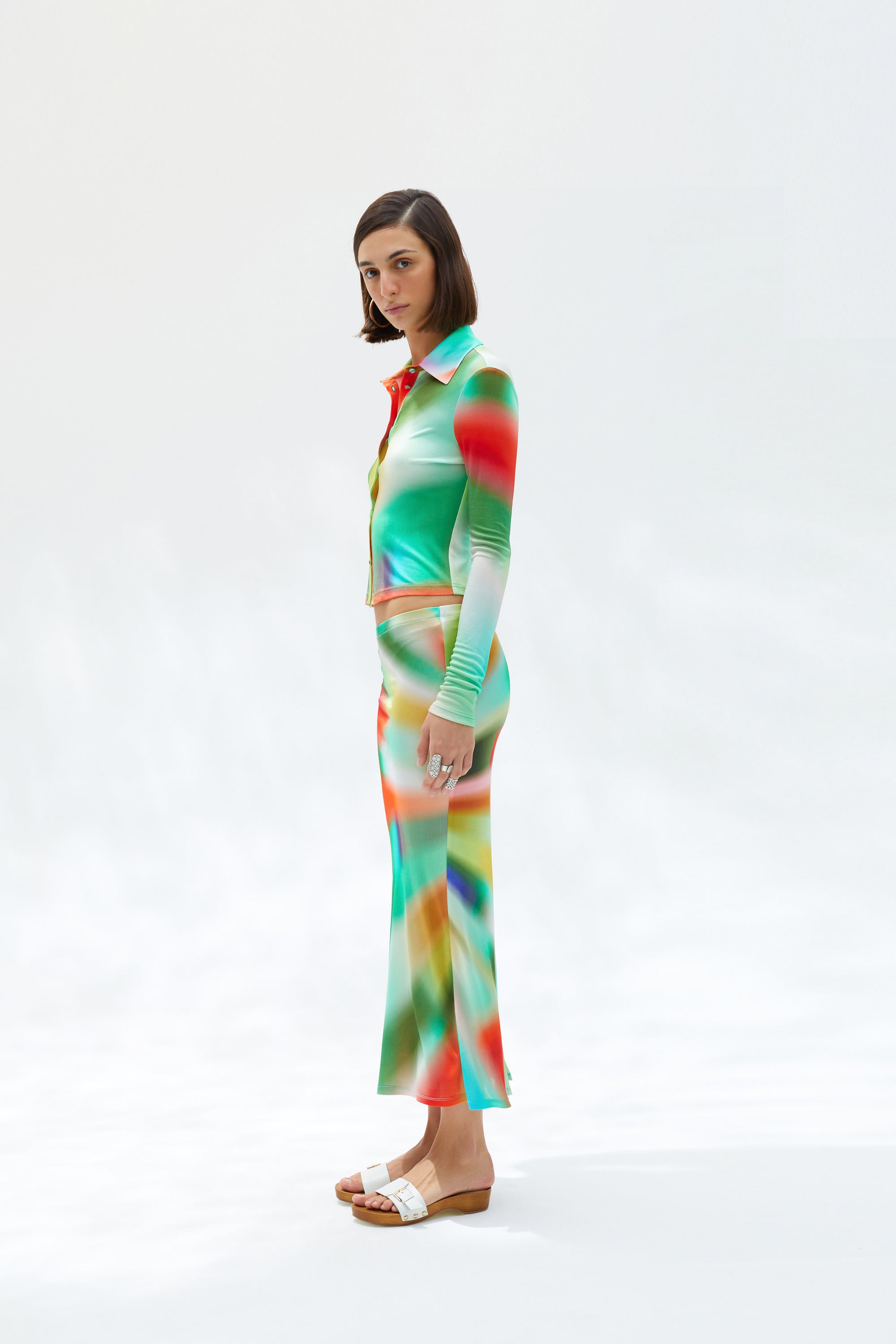 LILT - Sun-ray printed maxi jersey skirt