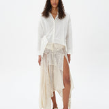 FELIPE - Asymmetric patchwork lace midi skirt