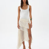 MARCELA - Asymmetric lace-skirted halterneck jersey dress