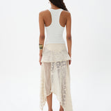 MARCELA - Asymmetric lace-skirted halterneck jersey dress