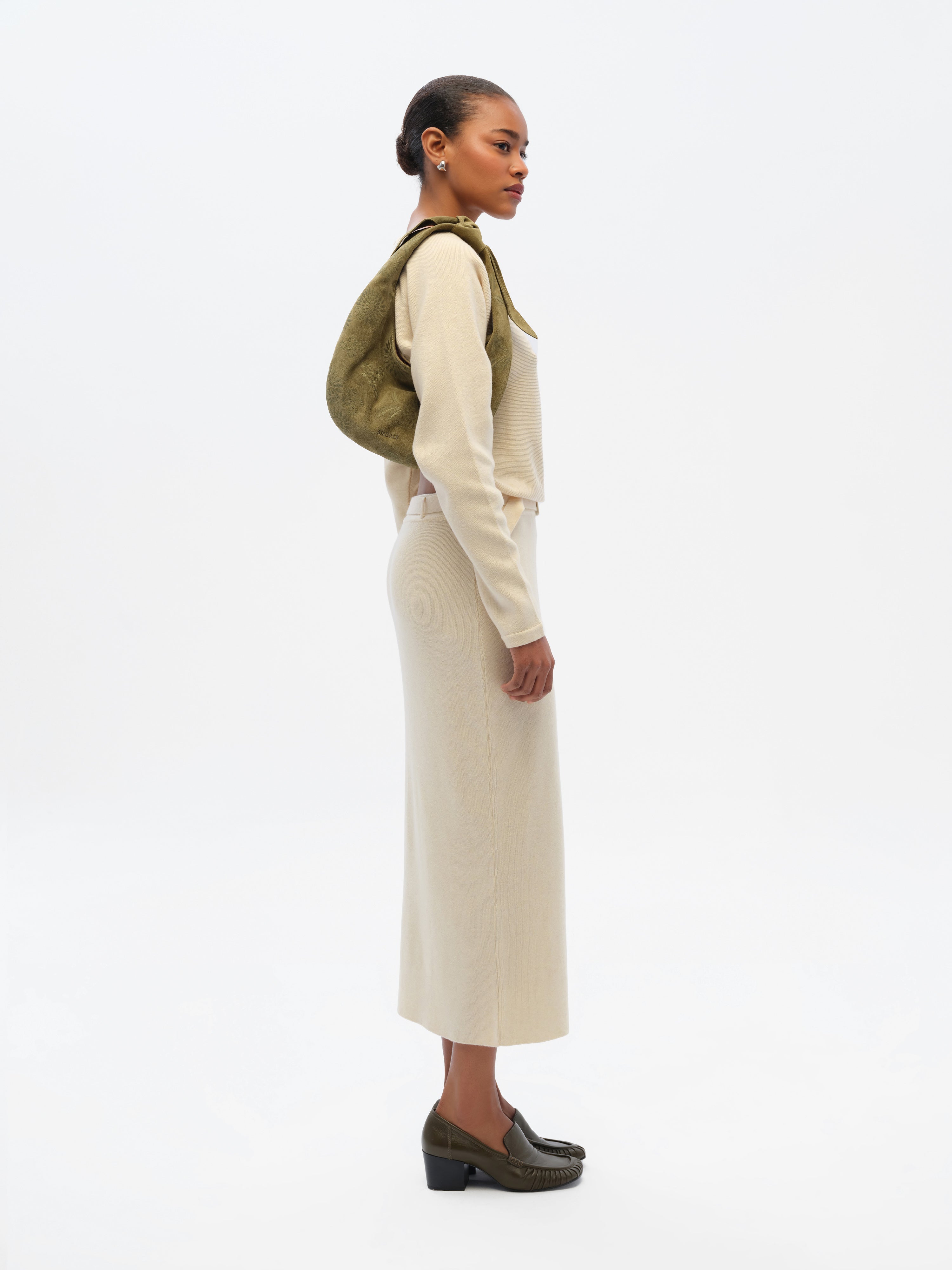 MONA - Embroidered suede shoulder bag