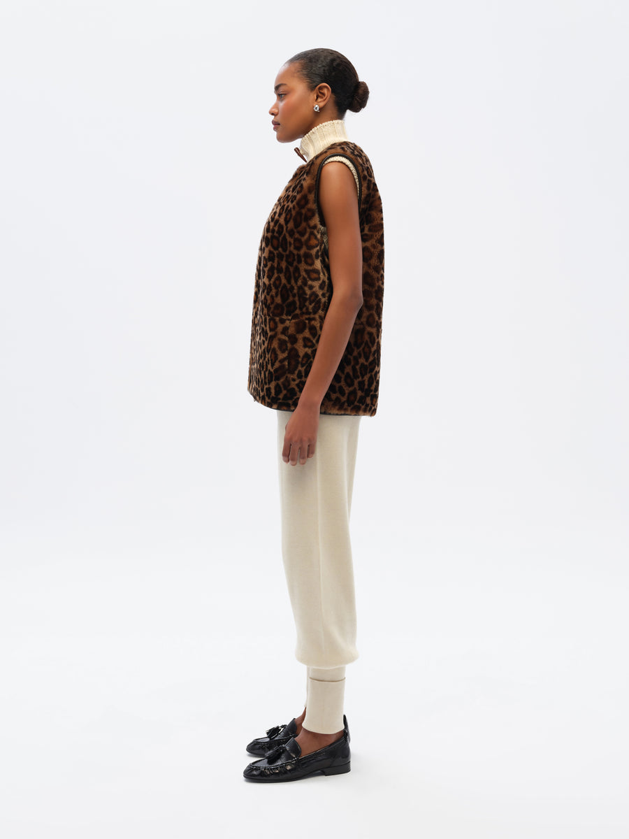 REVS - Reversible animal-print shearling leather vest