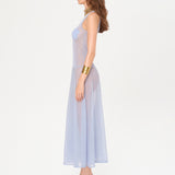 SINA - Mock neck jacquard flower detailed sheer knit dress