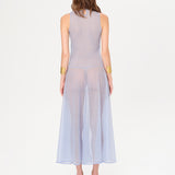 SINA - Mock neck jacquard flower detailed sheer knit dress