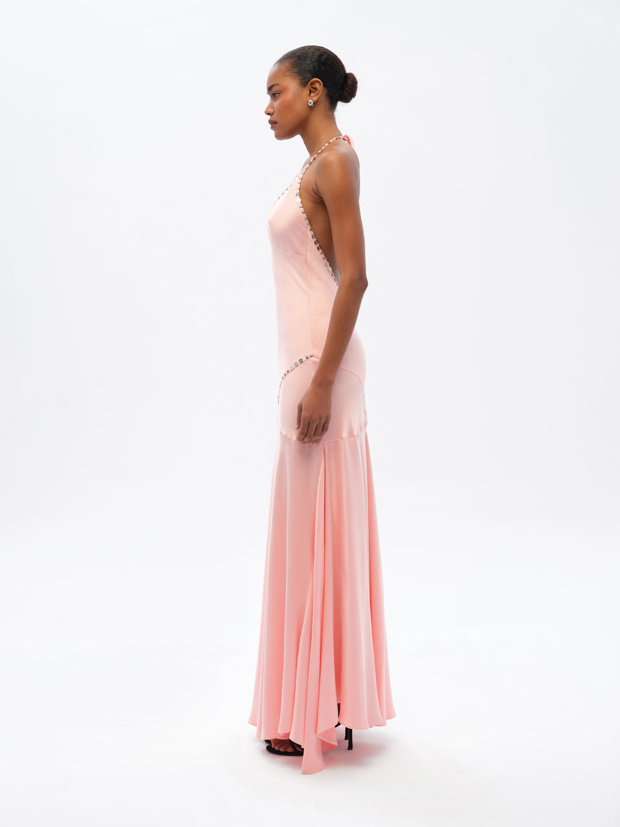 VICKA - Embellished open-back maxi dress