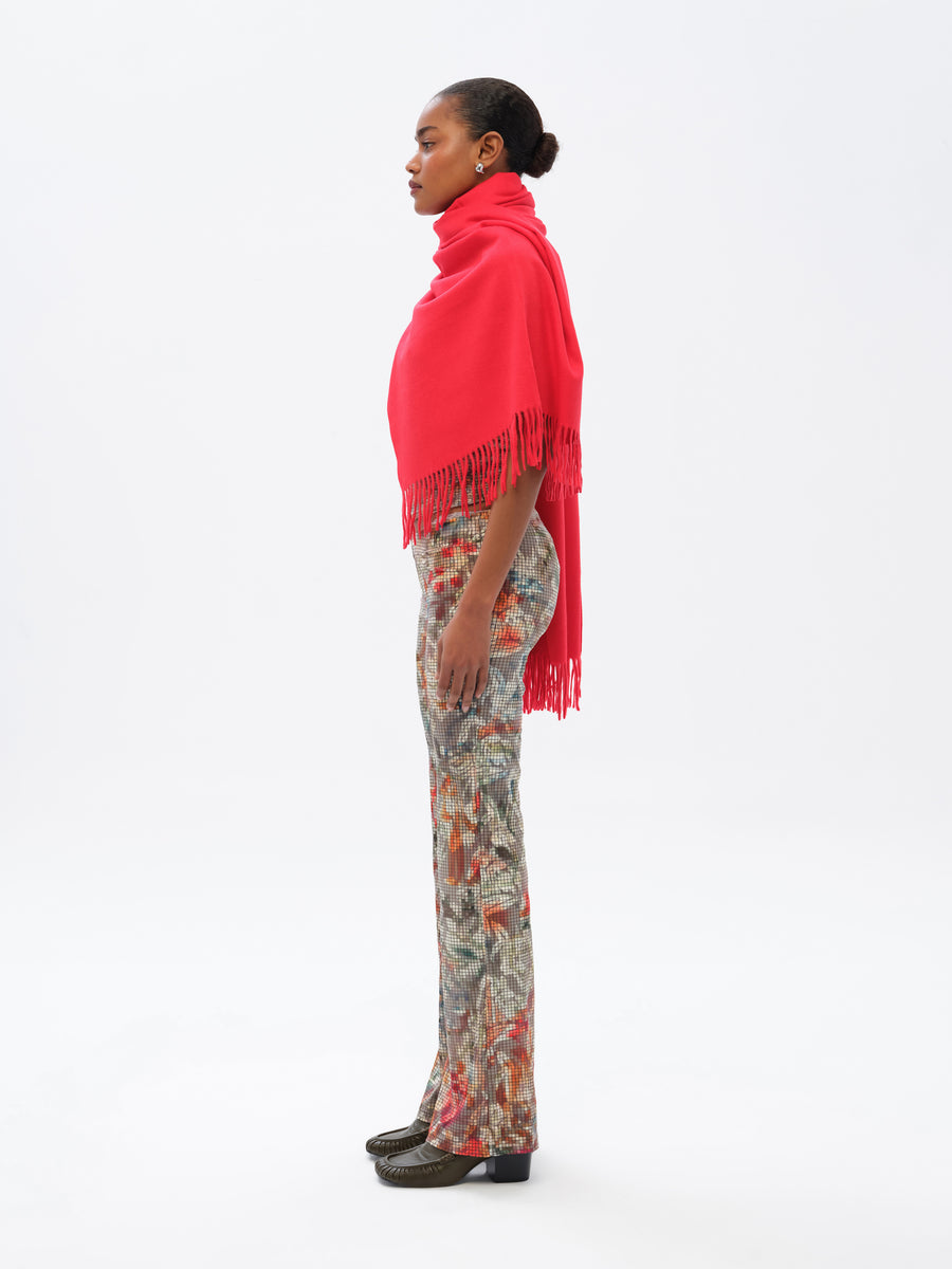 FLO - Floral-print devoré flare-leg pants