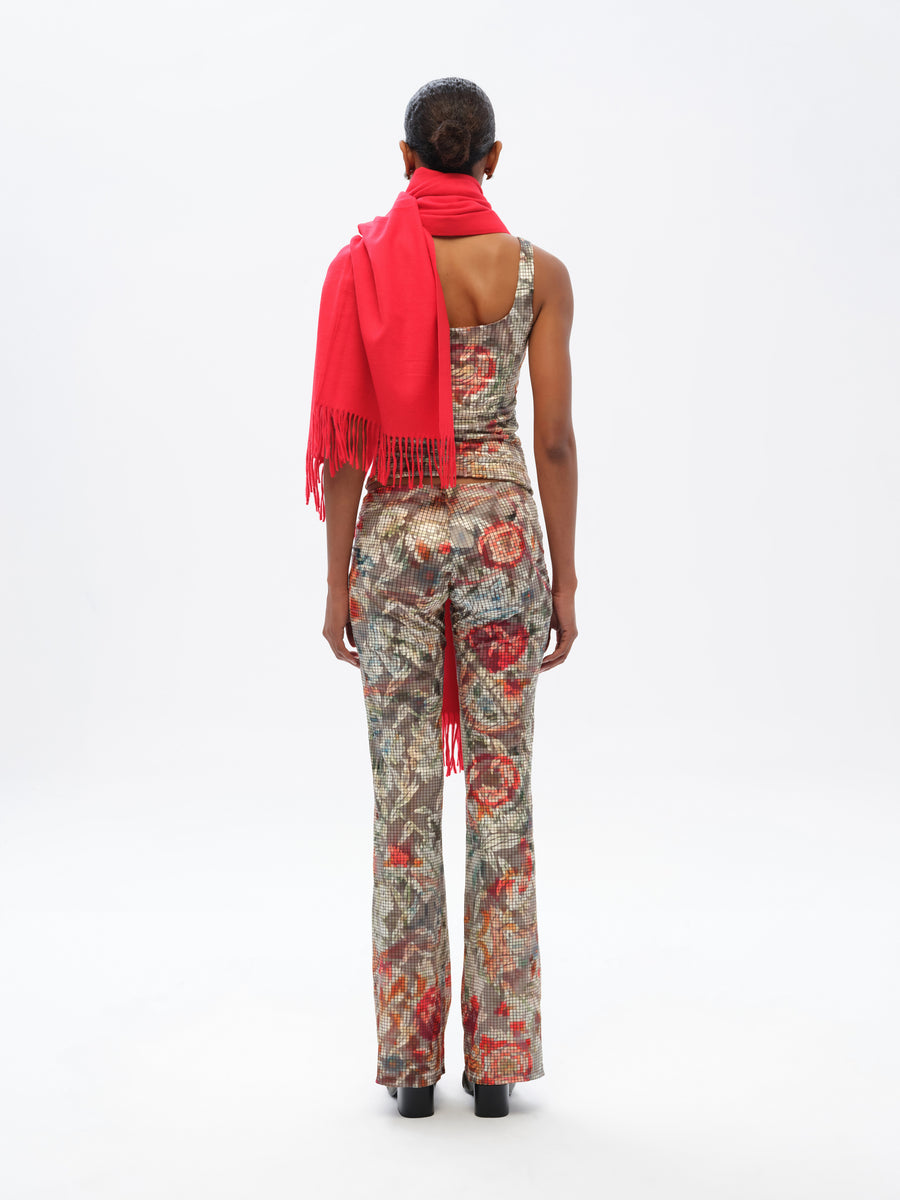 FLO - Floral-print devoré flare-leg pants