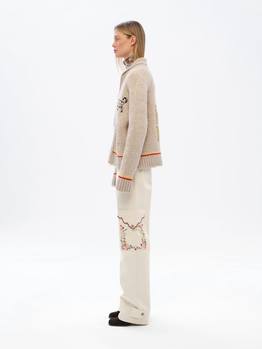 MELSA - Straight-leg pants with embroidered side pockets