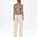 MON - Long sleeve floral-print devoré turtleneck top