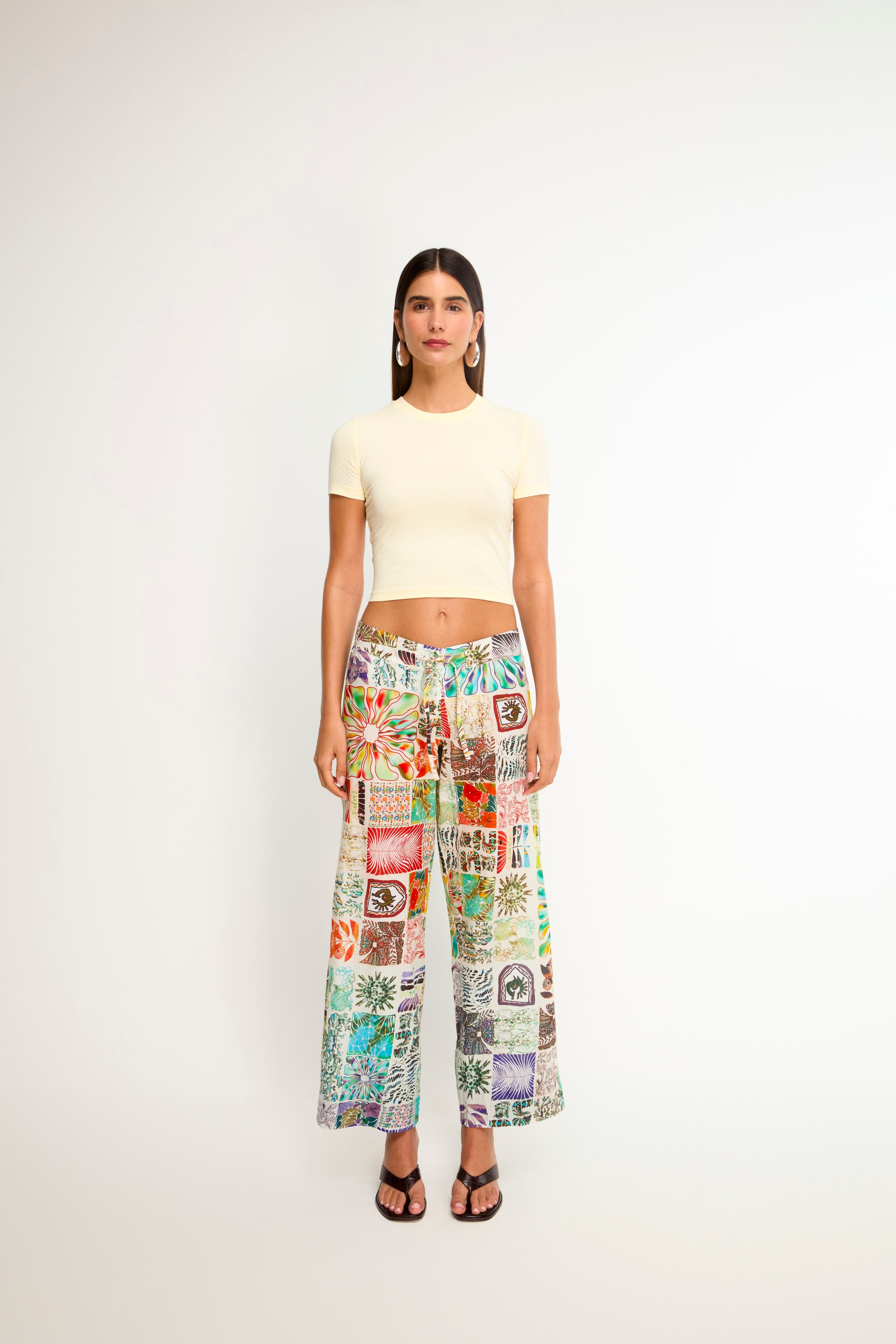 COLY - Wide-leg tie-front trousers with hem detail