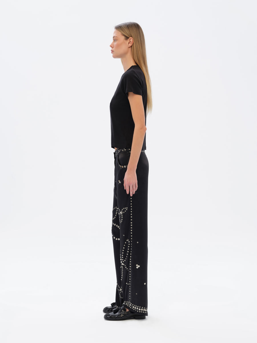 BRITY - Low-rise straight-leg embellished pants