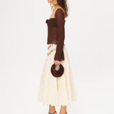 DENS - Long sleeve knit top with rose detail