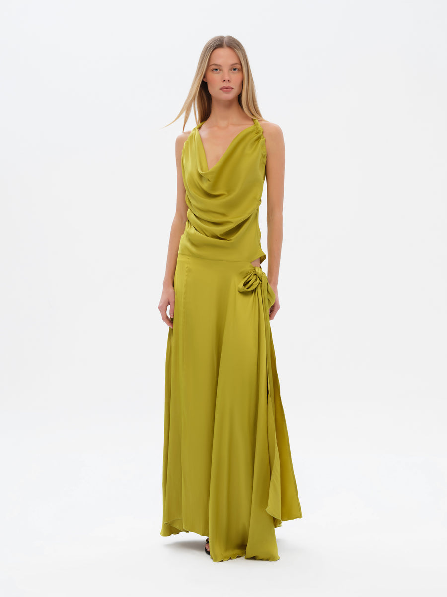 NESTA - Cut-out detailed draped maxi dress