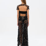 SILJAS - Sequin-embellished sheer maxi dress