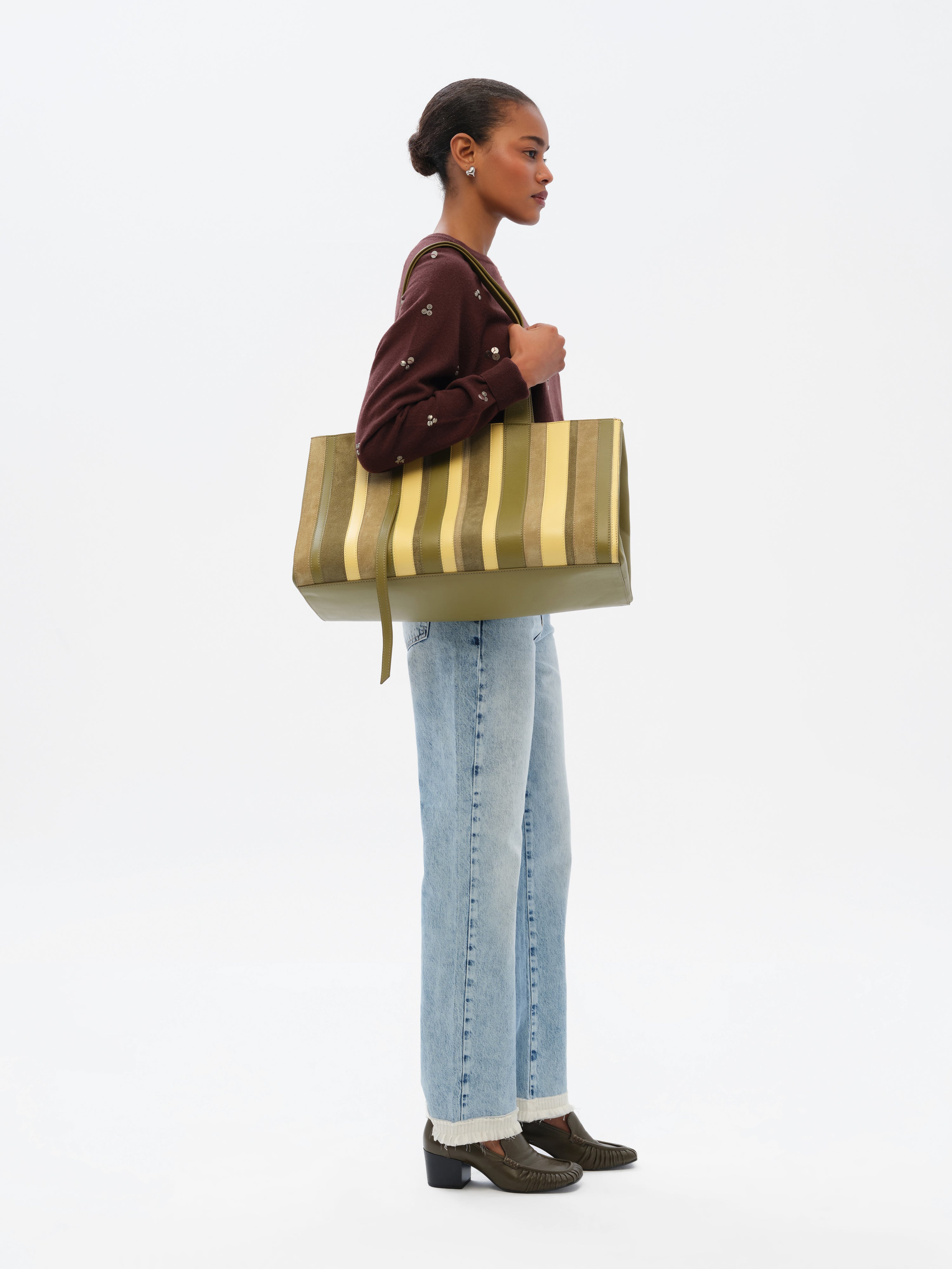 BRISA - Contrast leather tote bag