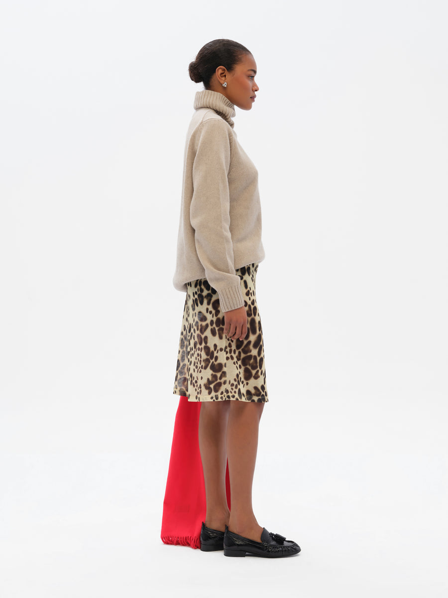 OXENA - Animal-print skirt with mini shorts