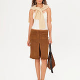 MAKI - Frill detailed suede midi skirt