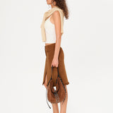 MAKI - Frill detailed suede midi skirt