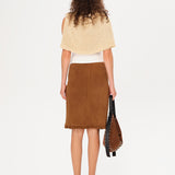 MAKI - Frill detailed suede midi skirt
