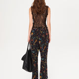 SHELA - Satin flare pants with contrast belt