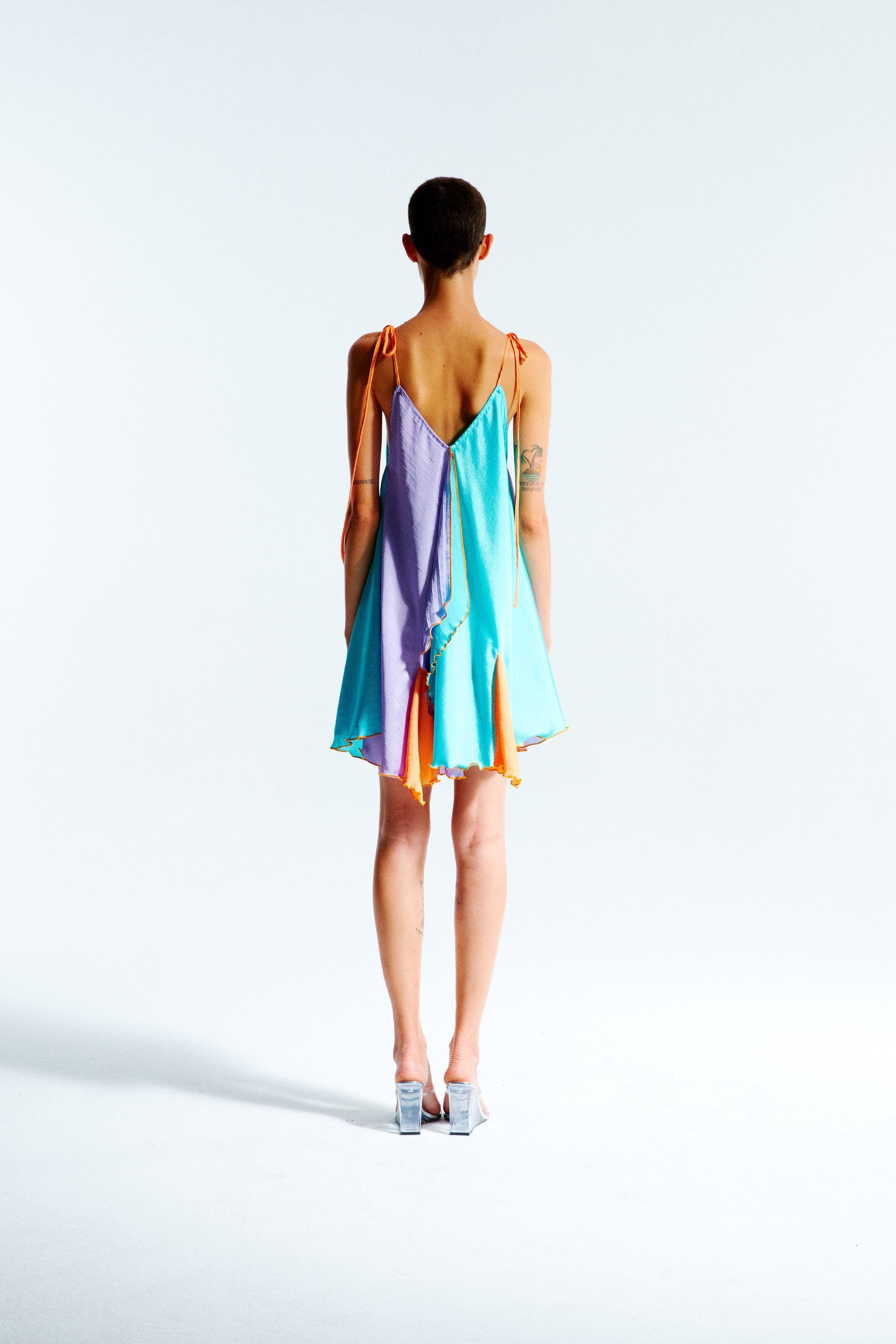 SAGE - Handkerchief color-block mini dress