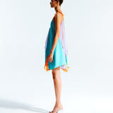 SAGE - Handkerchief color-block mini dress