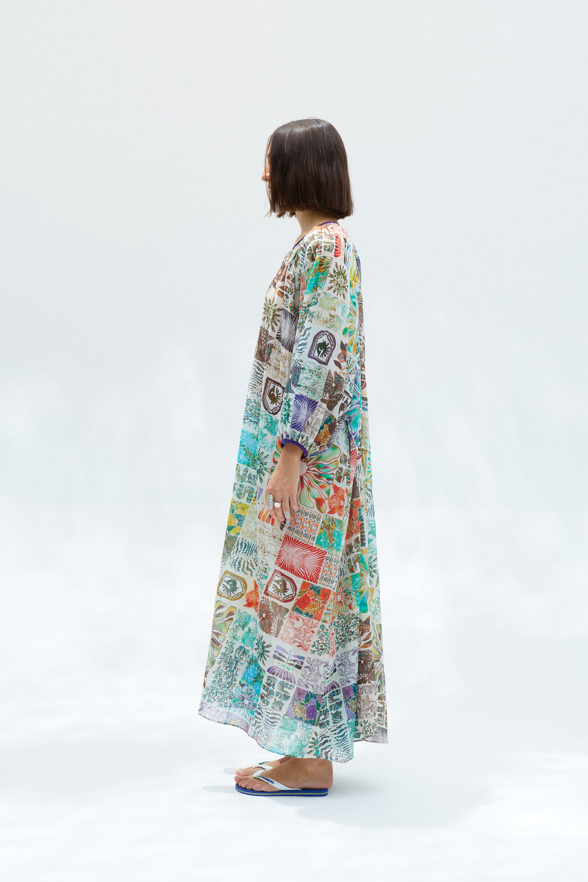 TALIA - Printed v-neck cotton voile maxi dress