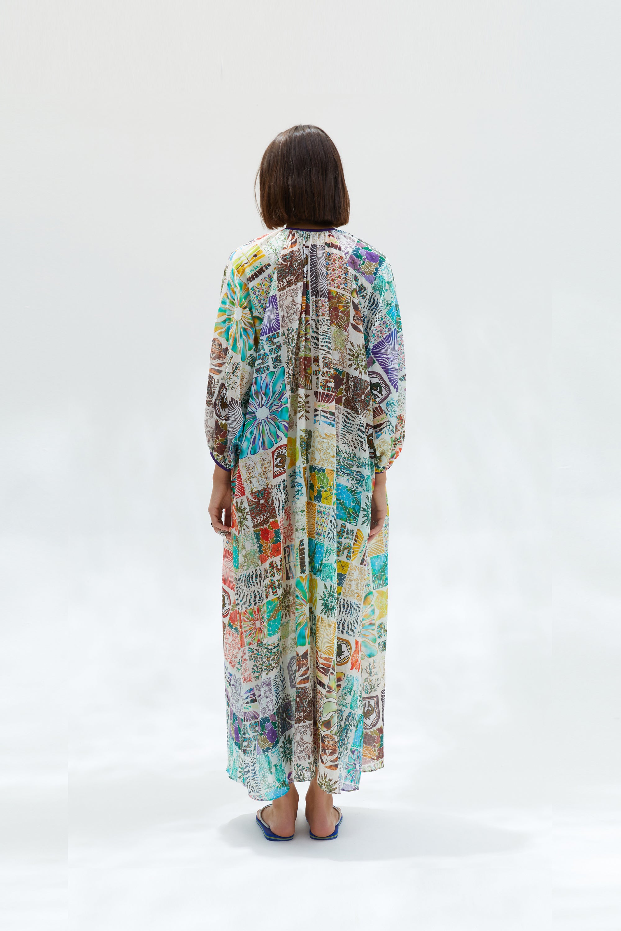 TALIA - Printed v-neck cotton voile maxi dress