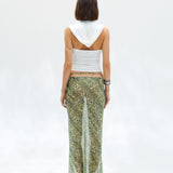 SINY - Printed sheer maxi skirt with bead details