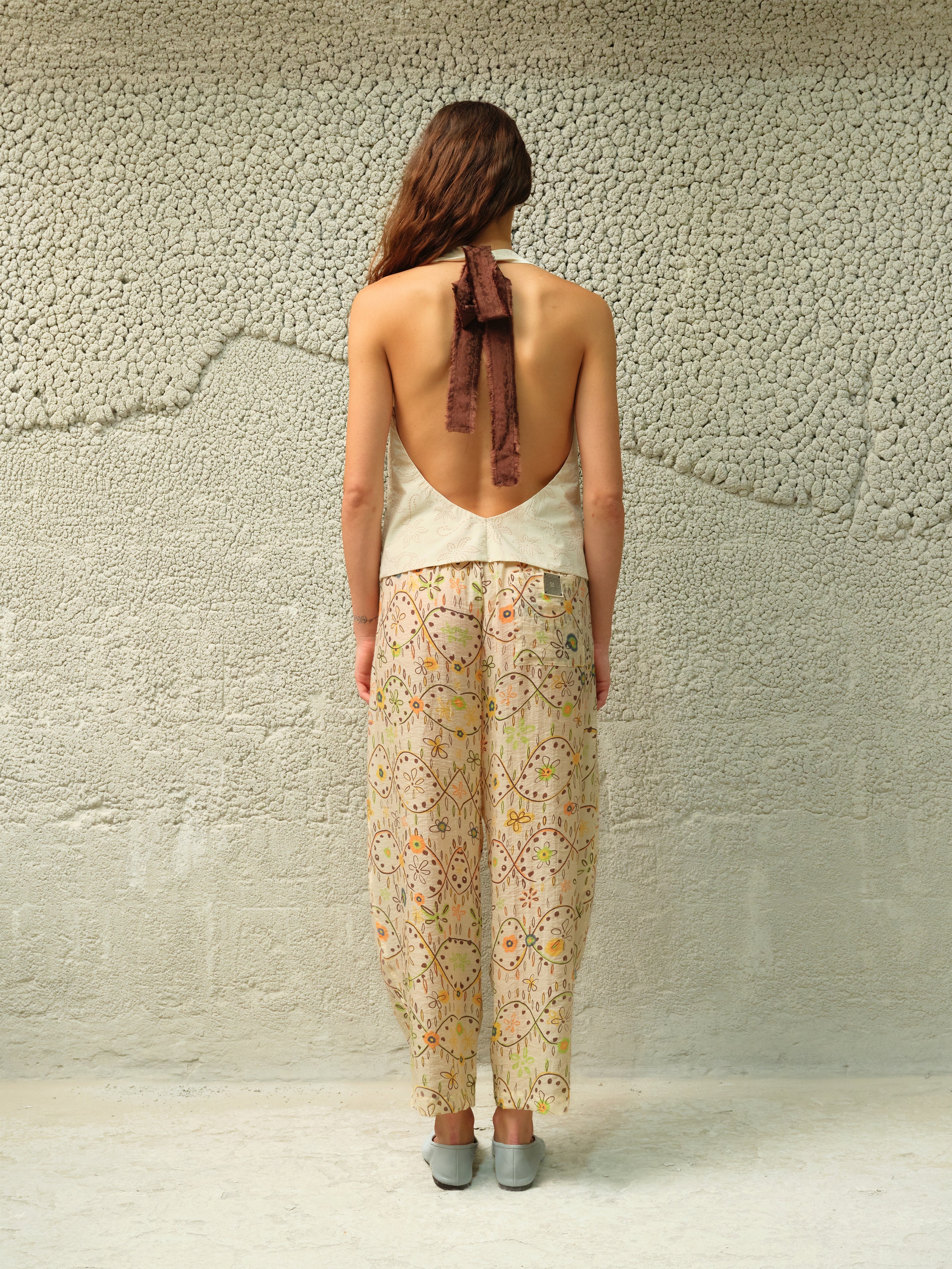 TAYLOR - Printed semi-sheer organza trousers